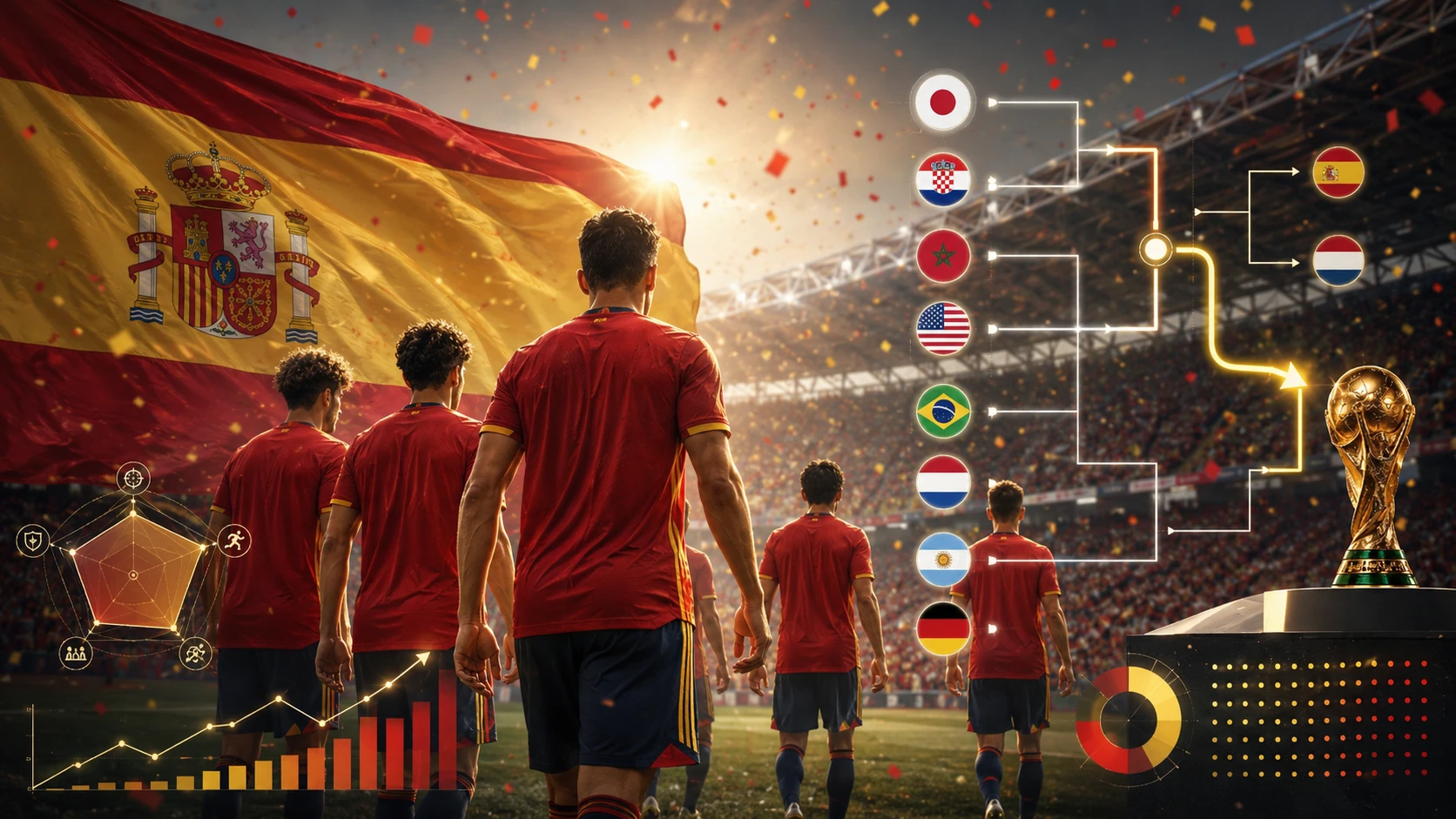 Spain national team badge on a dark navy background with the text World Cup 2026